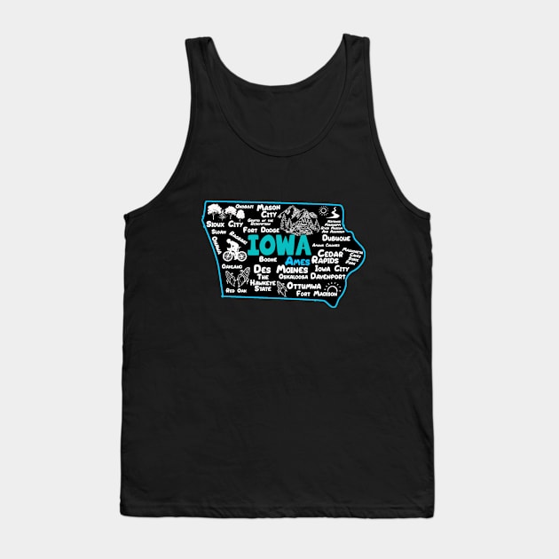 Ames Iowa map Des Moines Sioux City, Mason City, Boone, Davenport, Ottumwa, Fort Madison Tank Top by BoogieCreates